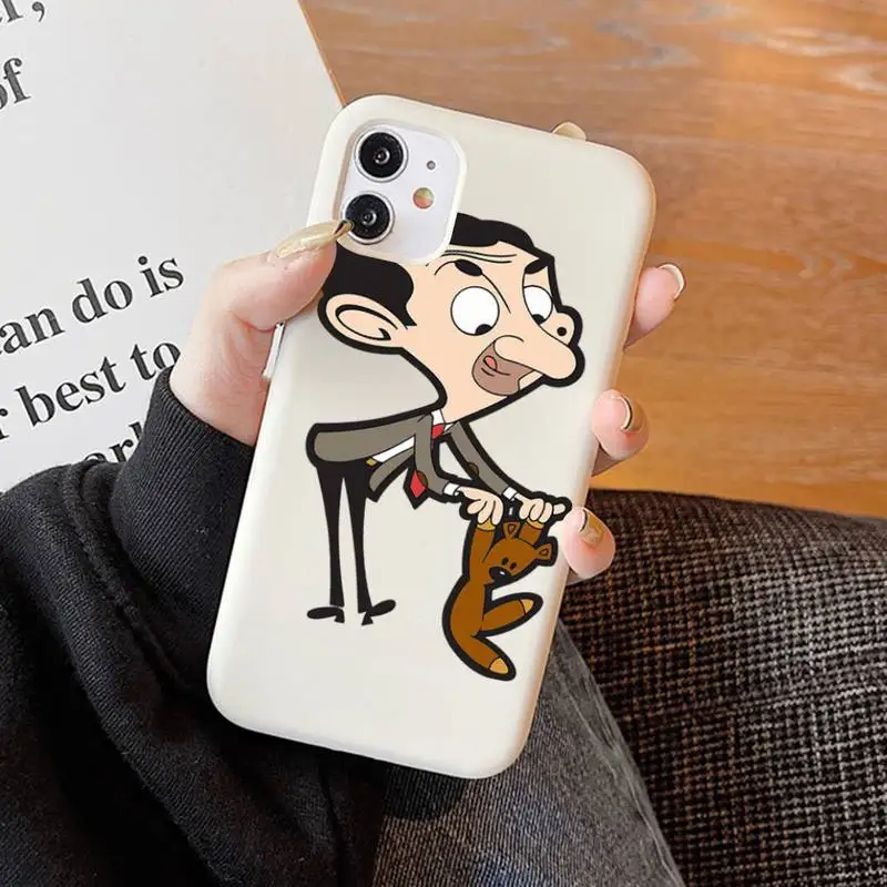 Чехол для телефона Mr.Bean с анимацией мягкий однотонный чехол iPhone 11 12 13 mini pro XS MAX 8 7 6