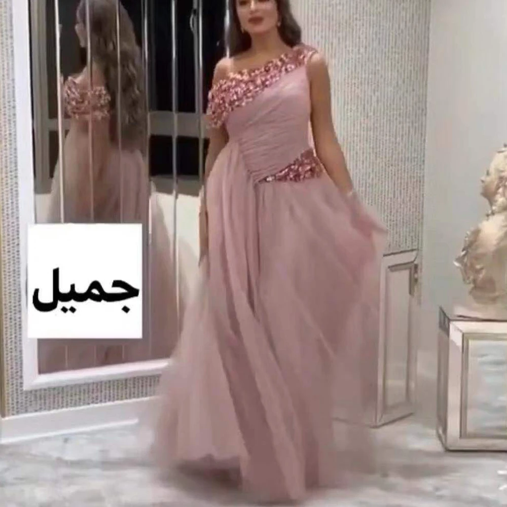 

beaded prom dresses 2020 pleats sashes a line tulle pink evening dresses new party dresses