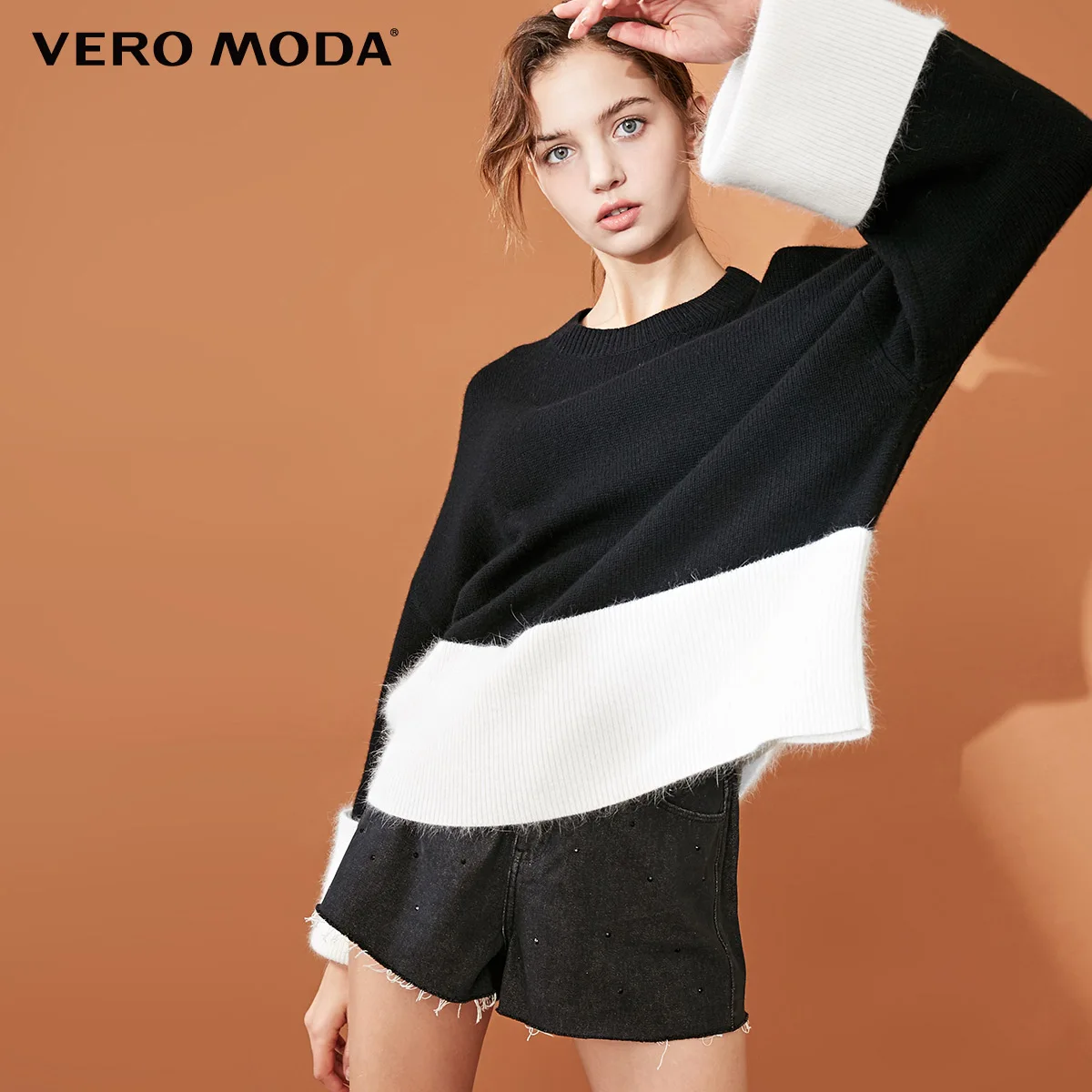 Vero Moda шерстяная вязаная с круглым вырезом из кроличьего меха | 318413578 - Цвет: Black