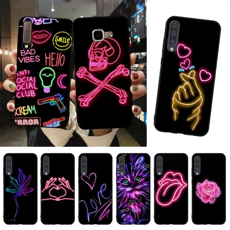 YNDFCNB неоновый телефонный чехол на черном фоне для Samsung A51 A71 A40 A50 A70 A10 A20 A30 A6 A7 A8 A9 |