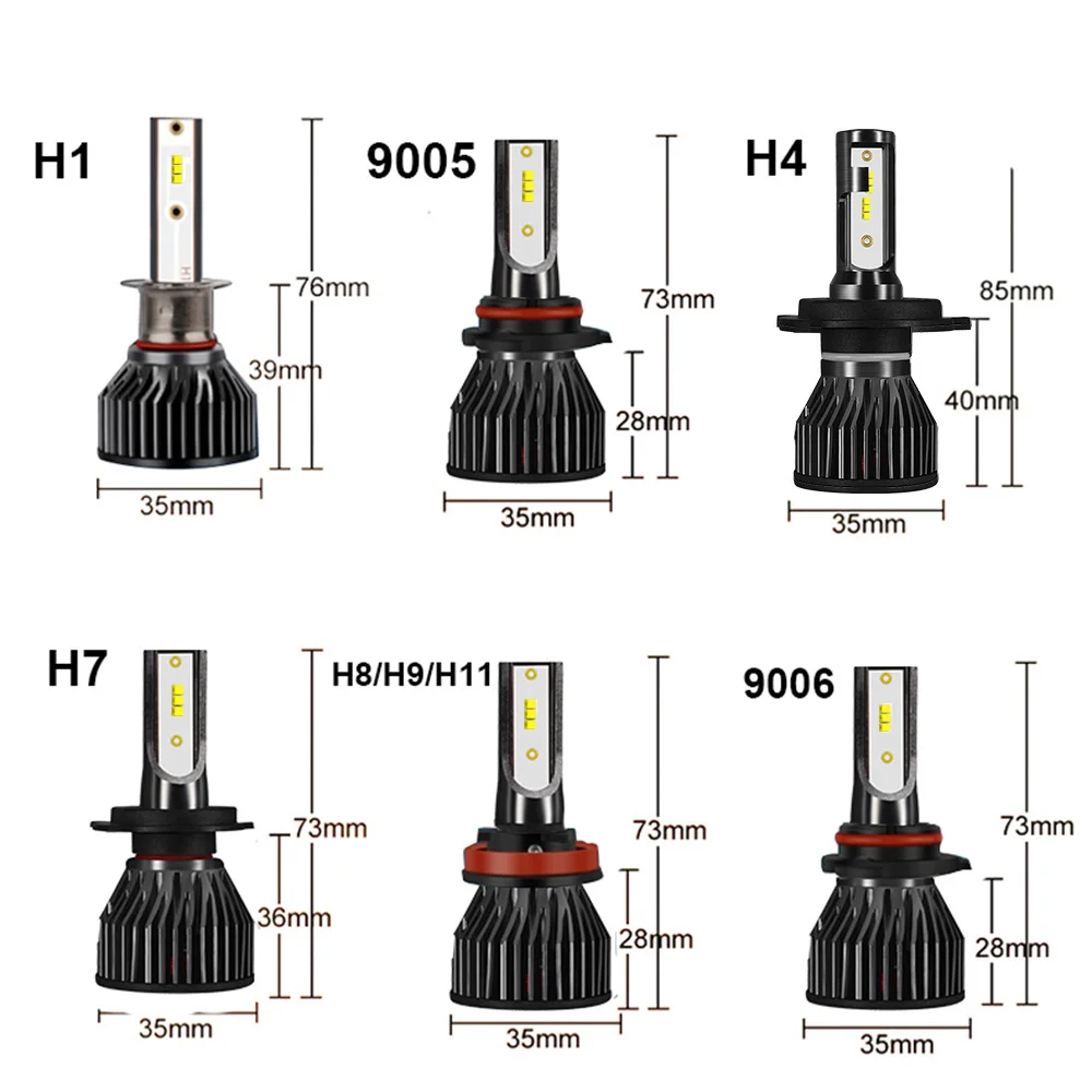 

YHKOMS Car Lights H4 LED H7 16000LM H1 H8 H11 LED Atuo Lamp for Car Headlight Bulb HB3 HB4 9005 9006 6500K White Fog Lights 12V
