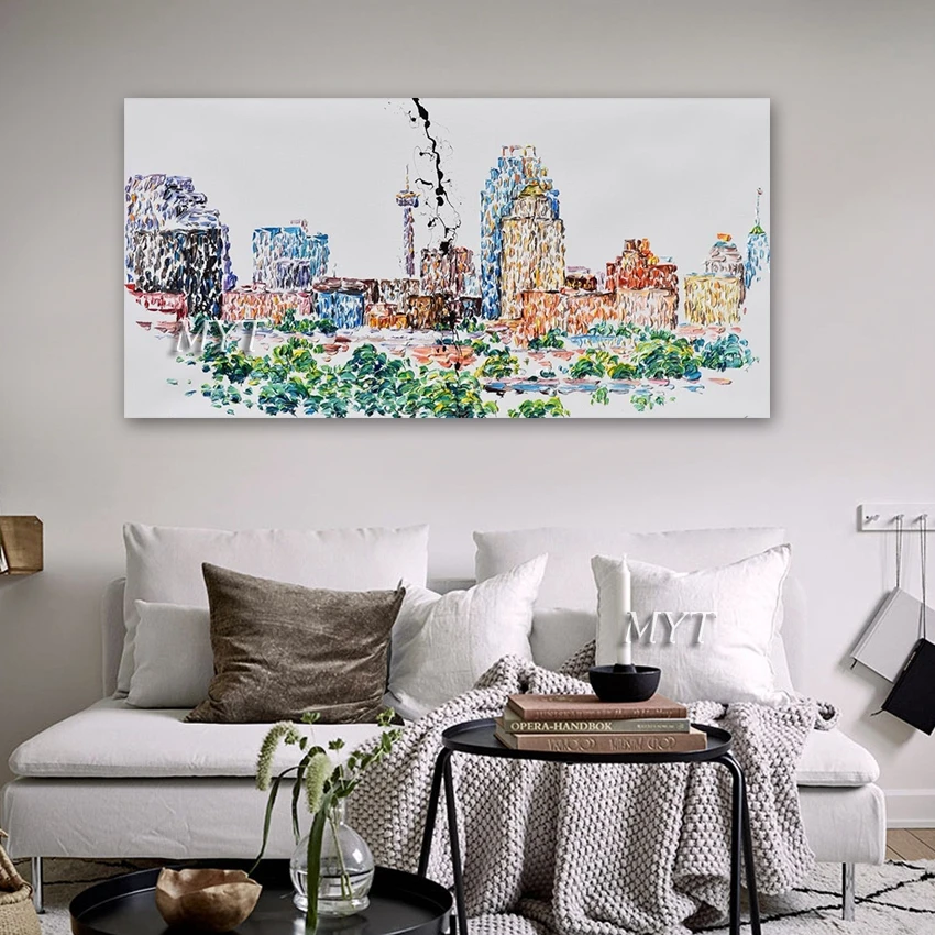 Новая красочная 100% абстрактная Палитра с ручной росписью нож картина маслом