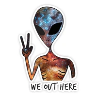 personality pvc decal for we out here galaxy alien waterproof car sticker on motorcycle laptop refrigerator wall decorative