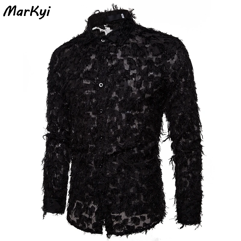 MarKyi модные мужские рубашки ручной работы из трехмерной ткани с перьями Хорошее