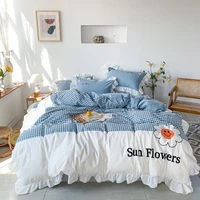 fresh sunflower washed cotton four piece set quilt cover bed sheet fitted sheet four piece set 1 51 8 bed set