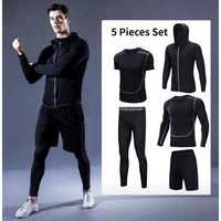 5 pcs3 pcs2 pcs men outfit set track suit for men workout running bodybuilding legging shorts tshirt hoodie set