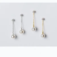 100 real 925 sterling silver pearl drop earrings cute front back post double pearls earrings drops jewelry for women