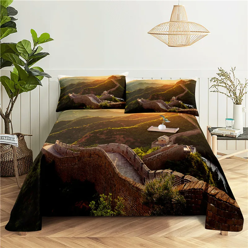 

Hot Air Balloon 0.9/1.2/1.5/1.8/2.0m Digital Printing Polyester Bed Flat Sheet With Pillowcase Print Bedding Set