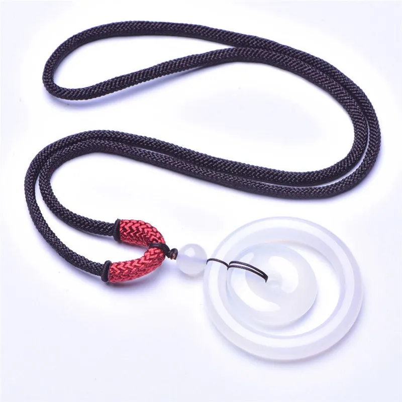 Натуральный Бразильский белый халцедон кулон резная двойная подвеска пончик с