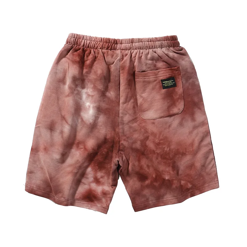 

2021 Summer New Tie-Dye Beach Men's Short Pants 100% Cotton Loose Casual Sports Drawstring Pocket Print Fashion Tie Dye Pants