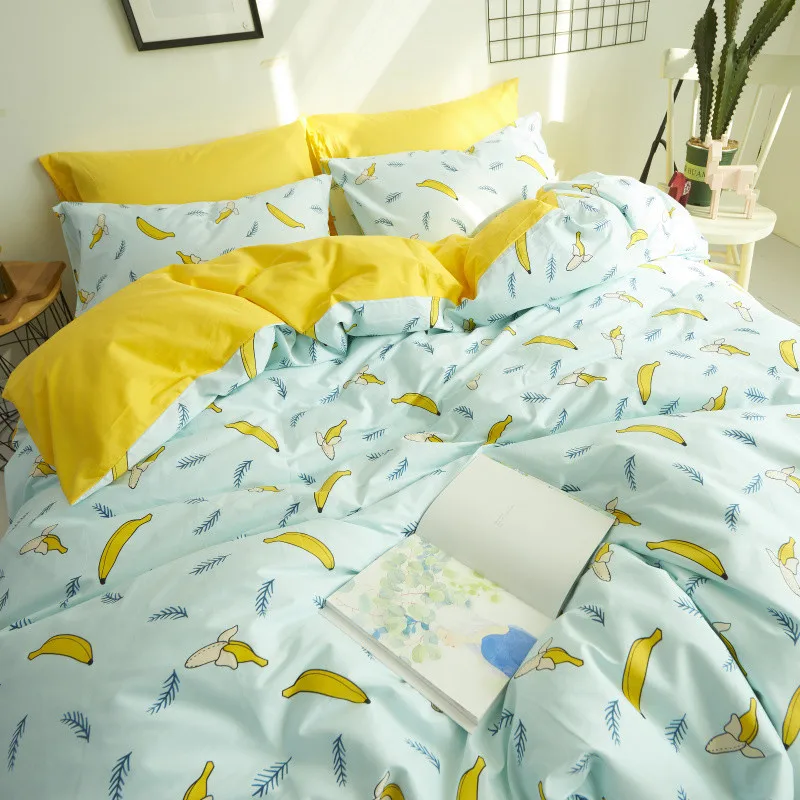 Желтый комплект пододеяльников из 100% хлопка с рисунком банана пододеяльник