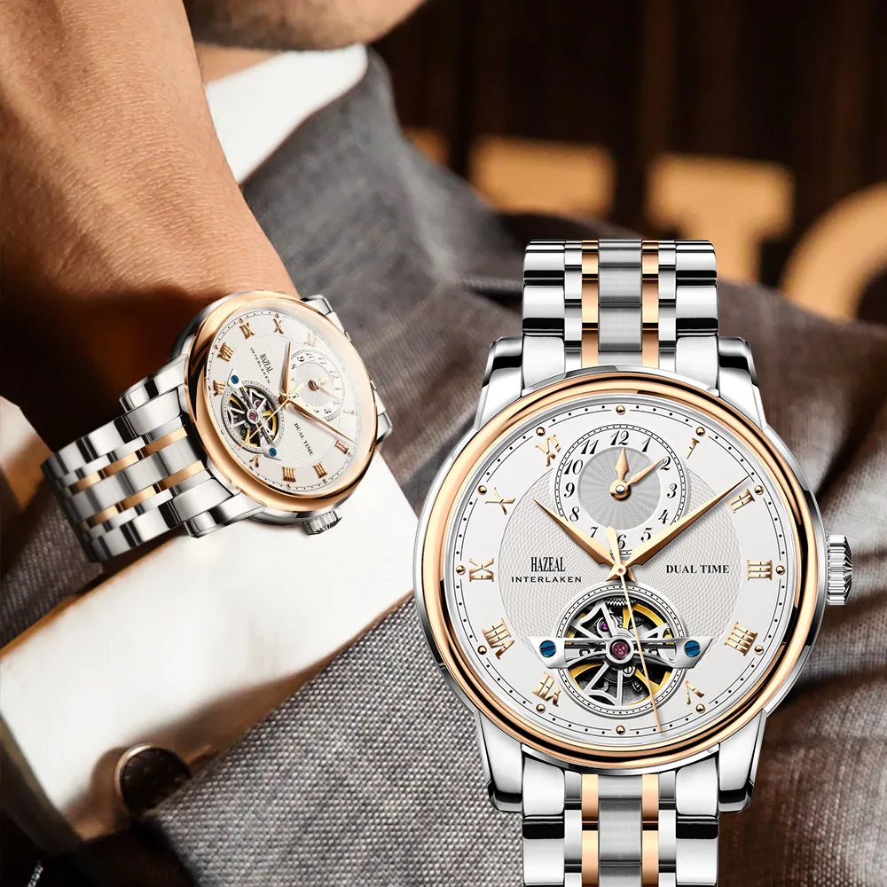 Часы скелетоны HAZEAL мужские швейцарские роскошные брендовые наручные