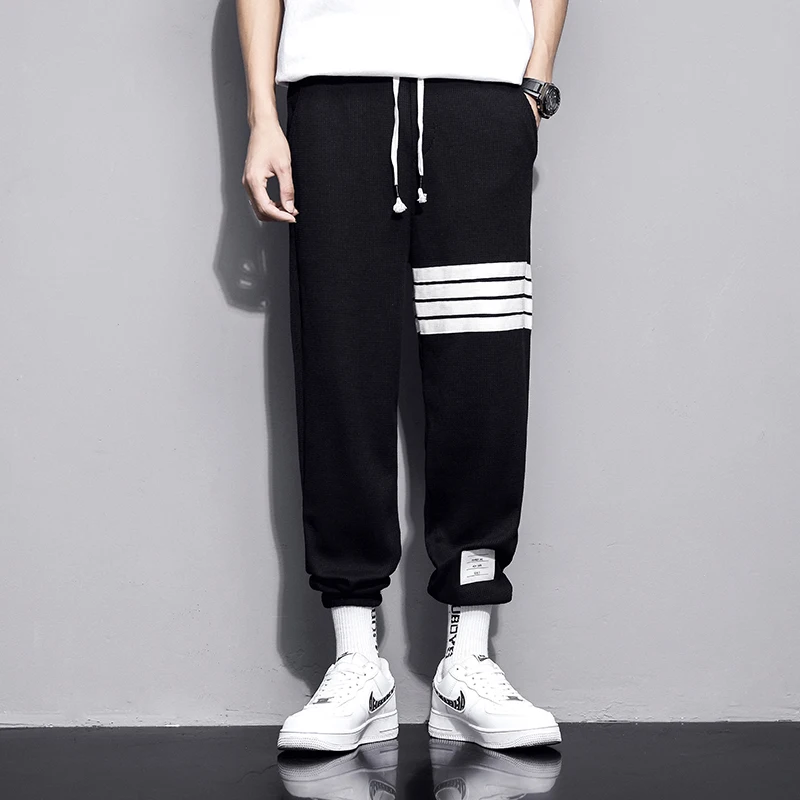 

Joggers Men Streetwear Casual Pants Male Fashion Striped Ankle Length Pants Sweatpants skinny Sportwear Wide-leg Harem Pants