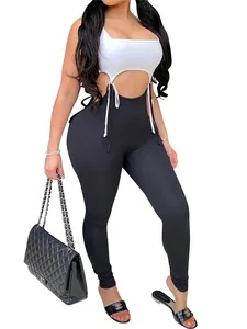 Женский Повседневный комплект из 2 предметов, с вырезами, на талии, сексуальный бандаж, на шнуровке, без рукавов, в стиле пэчворк, цветной Топ, шорты, хит продаж