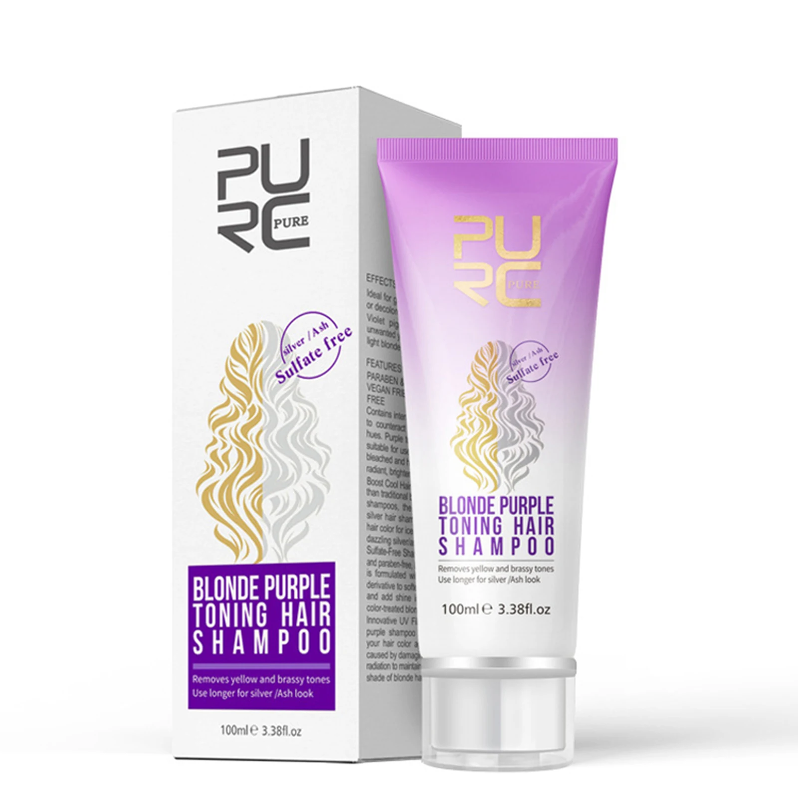 

Wholesale 100ml No Yellow Blonde Hair Shampoo Anti Brass Off Purple Shampoo Hair Color Dyed Treatment M3