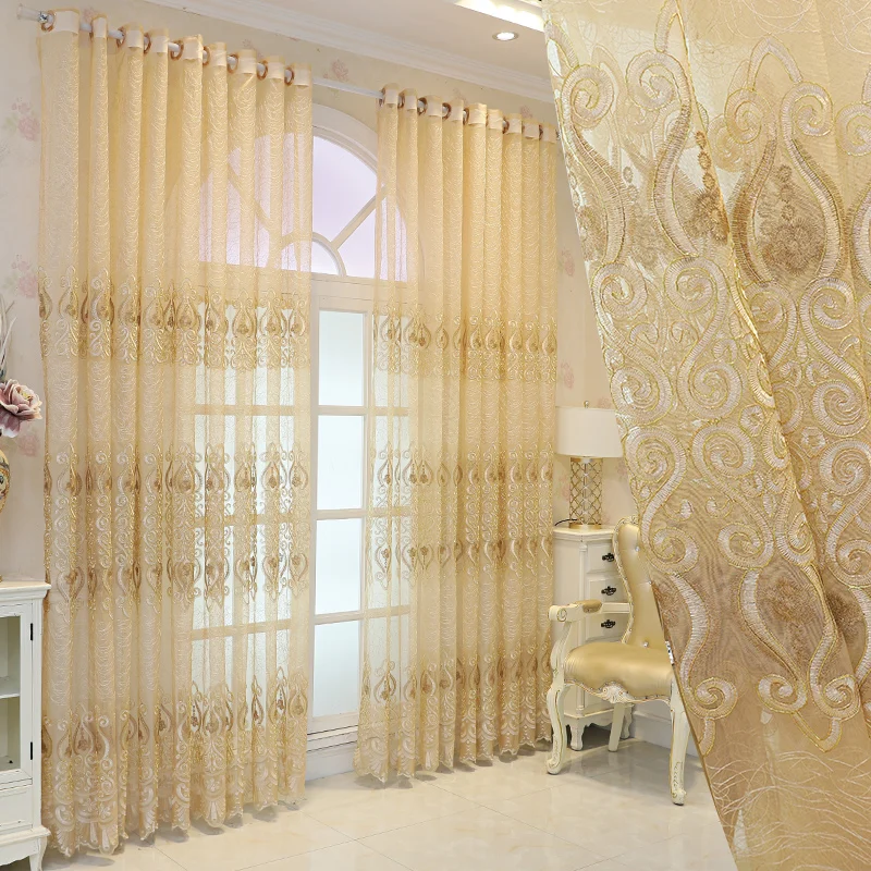 

Customized Luxury European-style Curtains for Living Dining Room Bedroom Simple Modern High-end Embroidery Embroidery Curtains