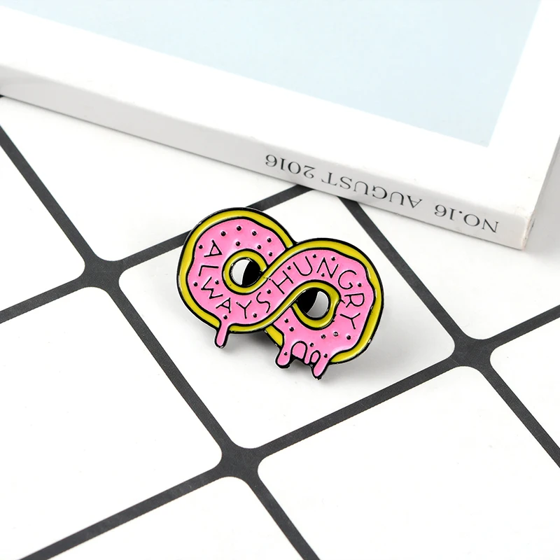 Эмалированная брошь в виде розовых пончиков Мультяшные броши сладкой еды