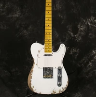 heavy relic tl electric guitar alder body maple neck aged hardware white nitro lacquer finish can be customized