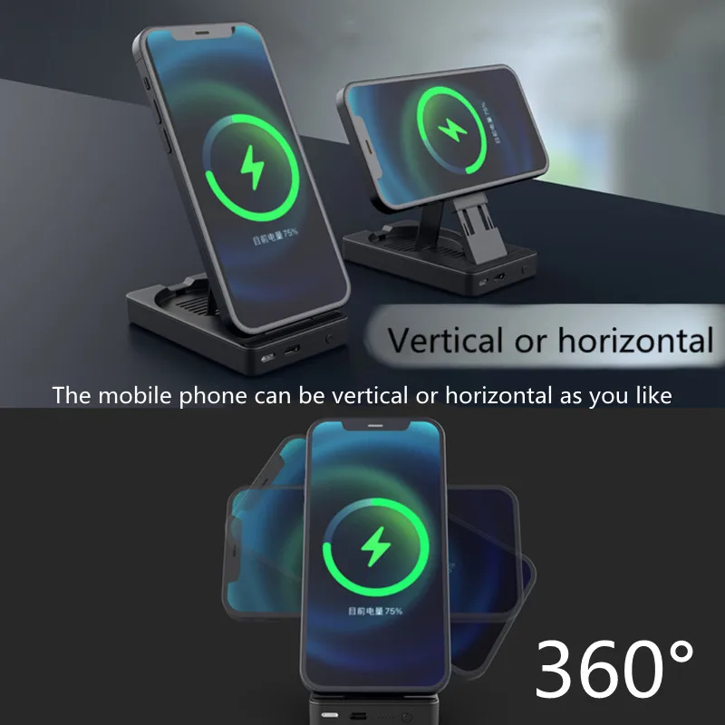 

For MagSafe Power Bank 5000mAh Wireless Charging Mobile Power Bracket For iPhone12 Mini Pro Max Xiaomi Magnetic Wireless Charger