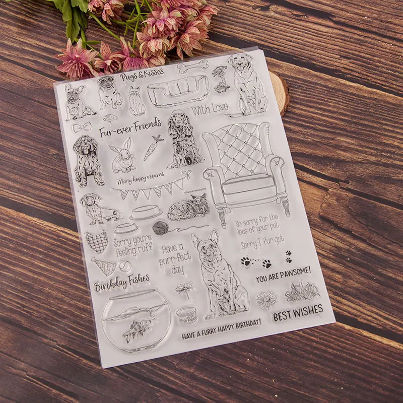 Прозрачный штамп с собакой для скрапбукинга/изготовления открыток/Детские