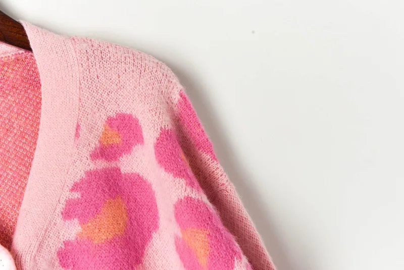 Женский мохеровый кардиган 2019 lazy oaf розовый Леопардовый длинный вязаный свитер