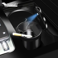 led light aluminum alloy car ashtray with lid smell proof stainless steel smokeless ash tray with lid smoker accessories