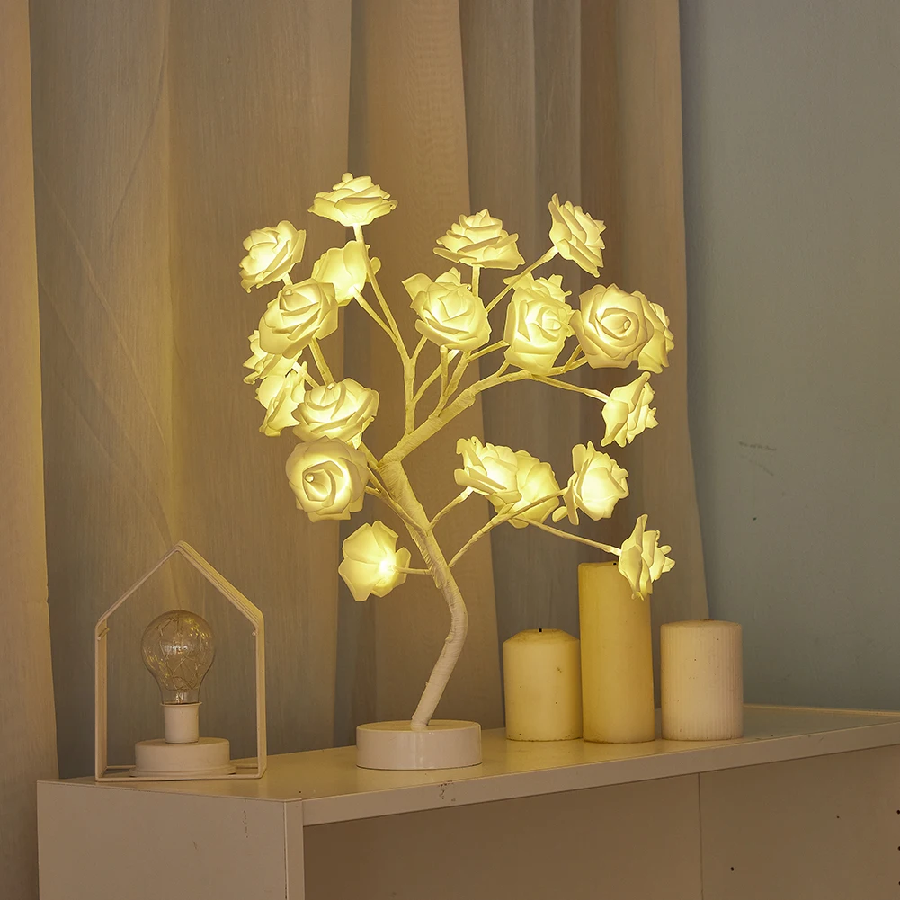 

LED Rose Flower Tree Light Fairy Bonsai Table Ornament Lamp Wedding Decor