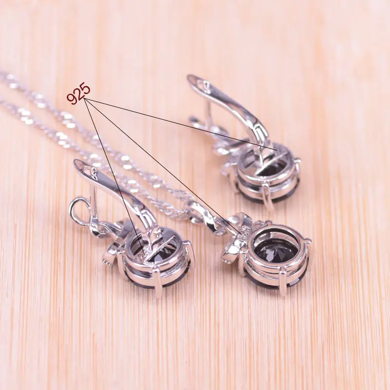 Risenj черный камень белый кристалл серебряный цвет костюм набор украшений для