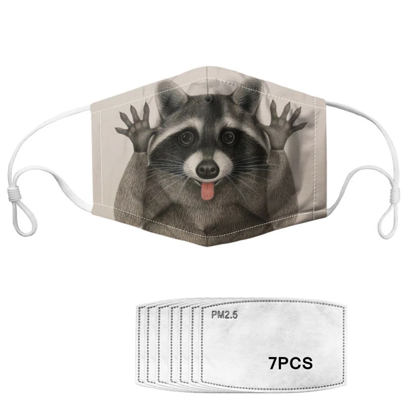 Детские дышащие маски для рта с милым животным принтом моль Антивирусная одежда