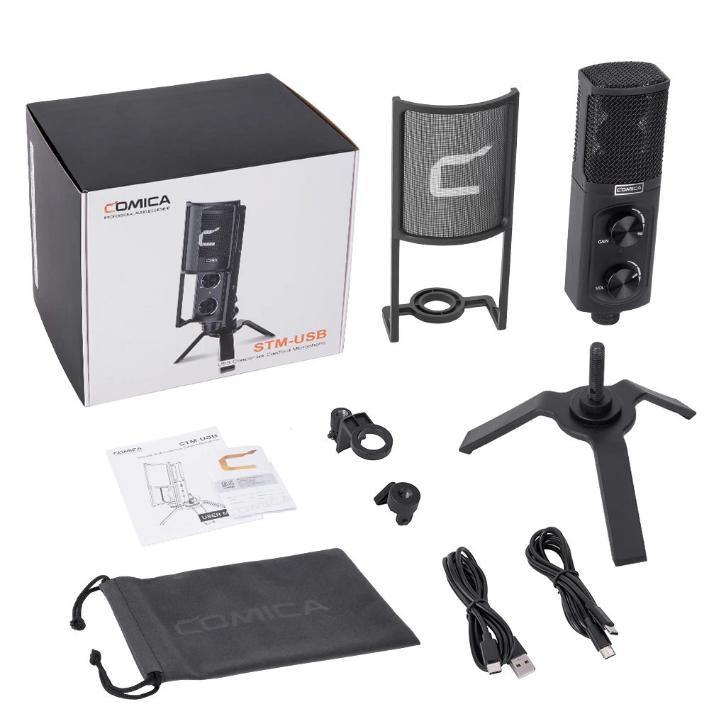 Comica STM-USB Универсальный студийный качественный USB кардиоидный конденсаторный микрофон для игр, потокового вещания, видеозаписи на YouTube