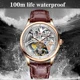 FOXBOX Sapphire Glass Watches Top Brand Luxury Automatic Mechanical Watch Men 100M Waterproof Sport Leather Hollow Men Watch+Box Other Image