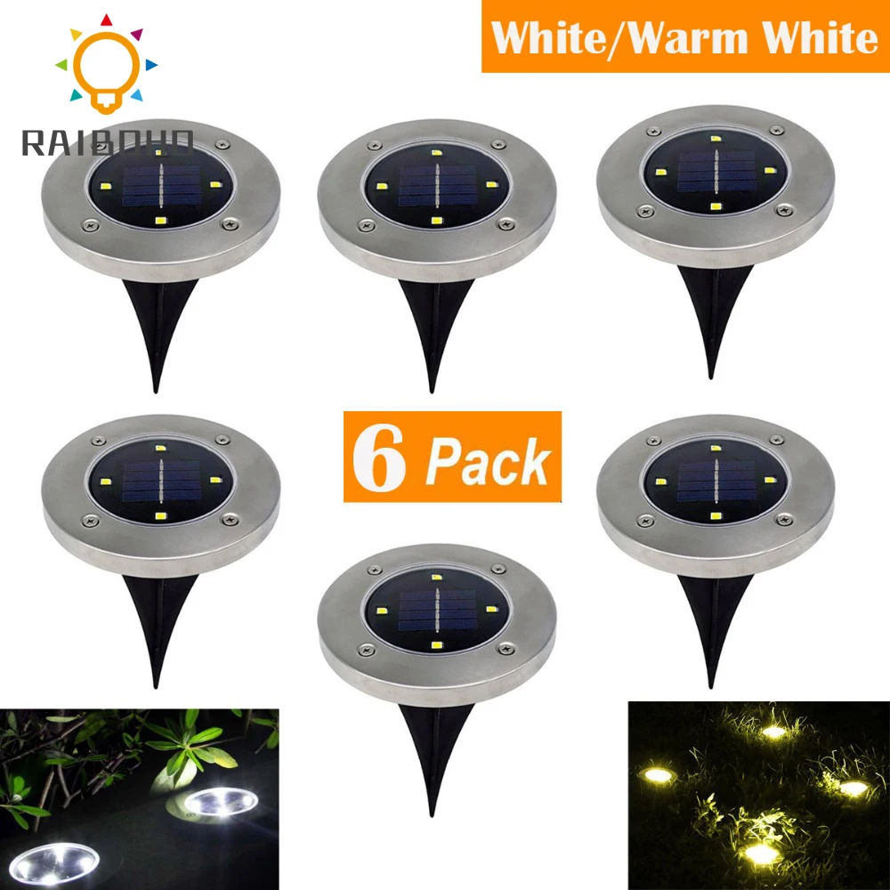 6 шт. напольные светильники с питанием от солнечной батареи 4 светодиодных пути