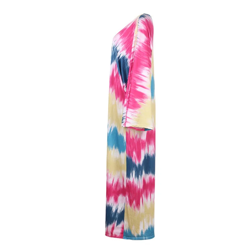

Tie Dye Kimono Cardigan Women Beach Holiday Vintage Striped Chiffon Shirts Loose Plus Size Shawl Long Sunscreen Jacket Blouse