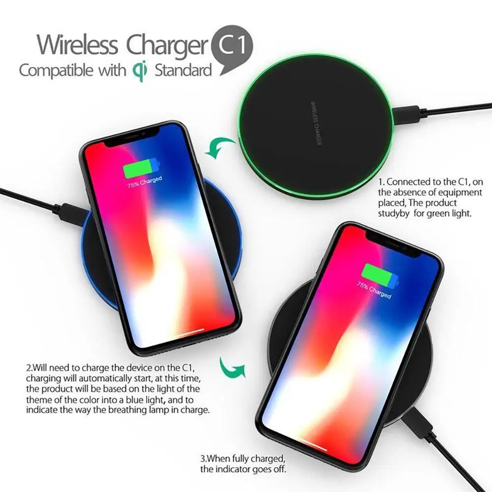 Беспроводное зарядное устройство 10 Вт для Samsung Galaxy S10 S20 S9 Note 9 | Мобильные телефоны