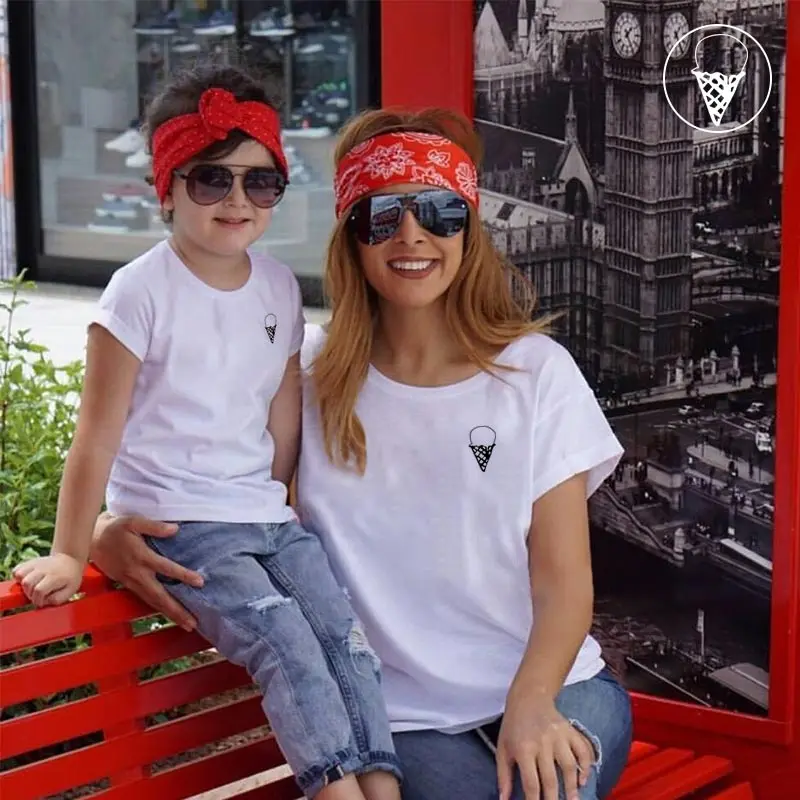 

ice cream mother daughter matching clothes daddy mommy and me outfits father son t shirt dad baby mama mum big little sisters