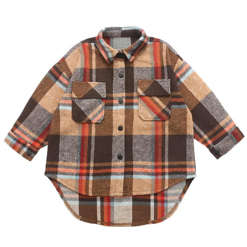 Рубашка в клетку для мальчиков Дети 2019 с длинными рукавами на осень Верхняя