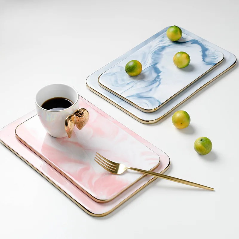 Скандинавская искусственная керамика Плоский Поднос для фруктов Западная