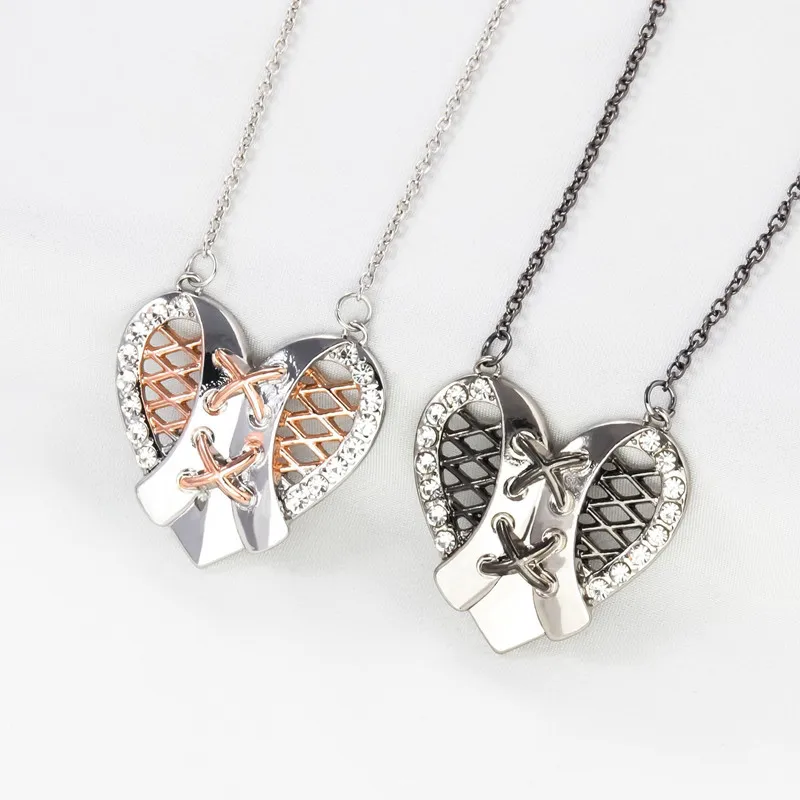 

Arrived Jewelry for Women Two-color Electroplating Mesh Heart Diamond Necklace Valentines Day Accessories Collares Para Mujer