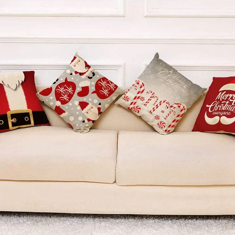 

Throw Pillow Covers Christmas Decorative Couch Pillow Cases Linen Pillow Square Cushion Cover for Sofa, Couch, Bed