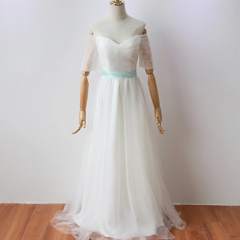 Платье для подружки невесты свадебное длинное фиолетовое Тюлевое платье с V