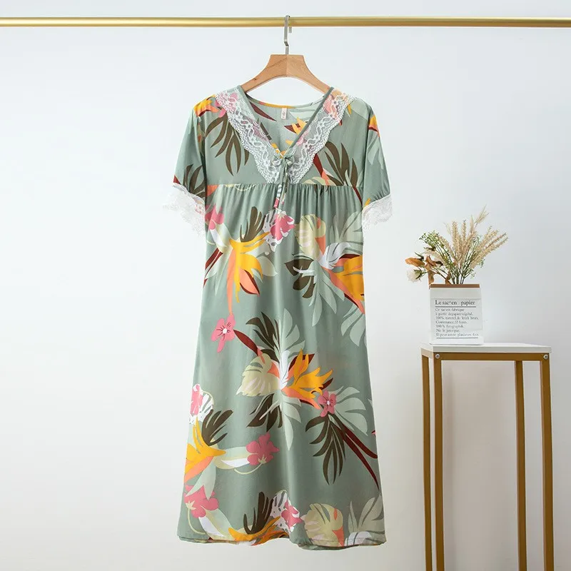 Женская вискозная ночная рубашка одежда для сна милый желтый цветочный принт