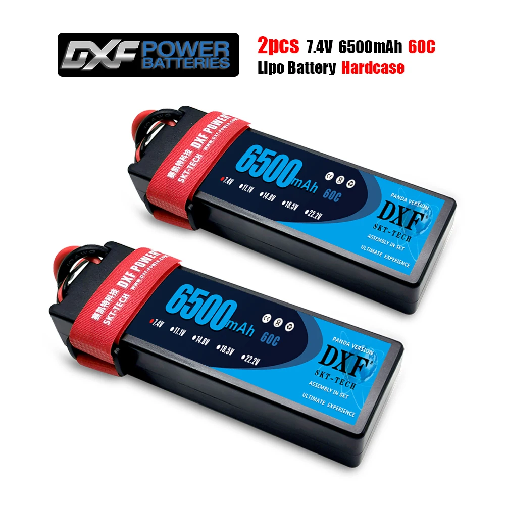Жесткий Чехол для аккумулятора DXF 2S 7 4 V 6500mAh 60C макс. 120C Deans/T XT60 XT90 XT90S TRX 2 шт.