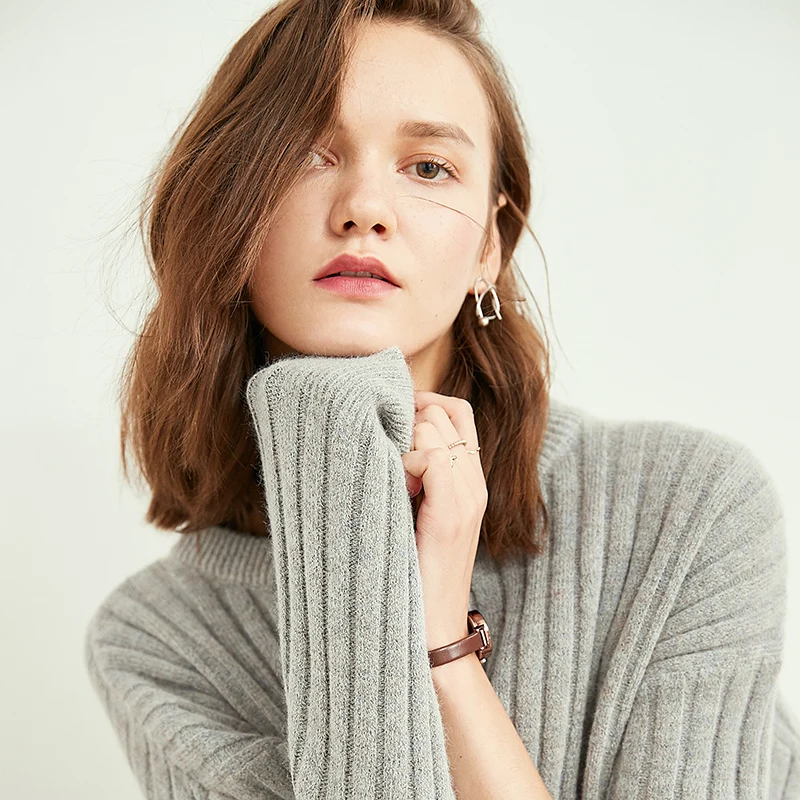 JECH2019 женский свитер кашемировый шерстяной Полосатый пуловер с круглым вырезом