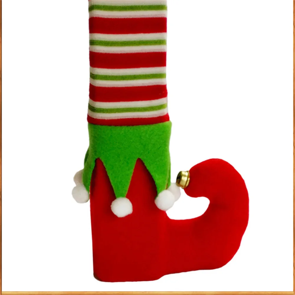 

4pcs Christmas Table Leg Socks Decorative Chair Feet Covers Floor Protectors for Home Office (Santa and Elf)