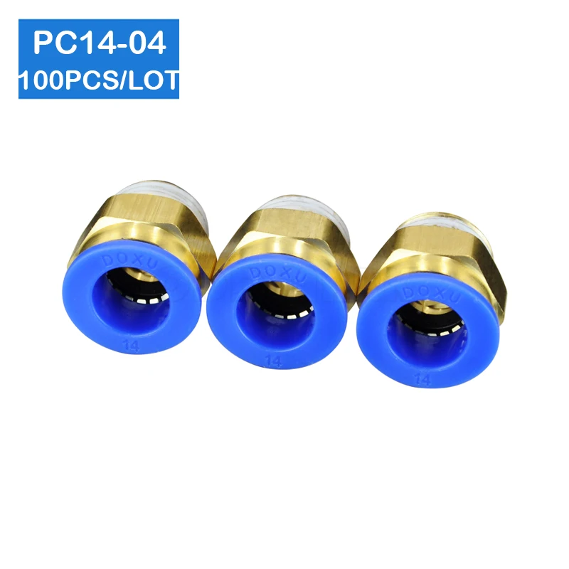 

Free shipping 100pcs a lot BSPT PC14-04, 14mm to 1/2' Pneumatic Connectors male straight one-touch fittings