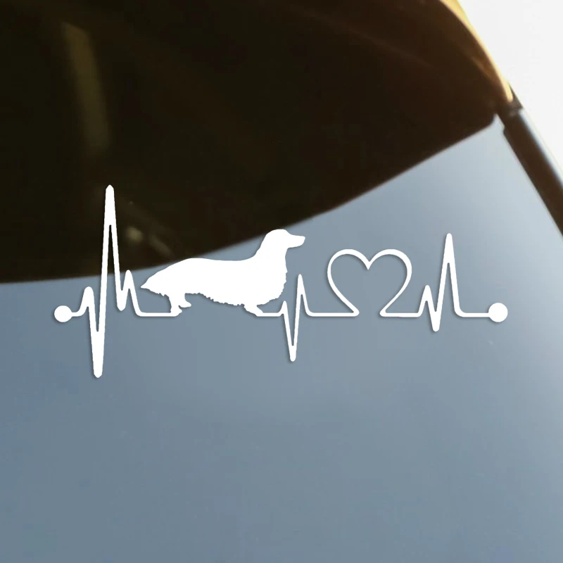 

Long Haired Dachshund Heartbeat Dog Die-Cut Vinyl Decal Car Sticker Waterproof Auto Decors on Car Body Bumper Rear #S60386