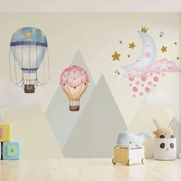 custom photo wallpaper 3d cartoon hot air balloon geometric mountain mural childrens room background wall paper papel de pared