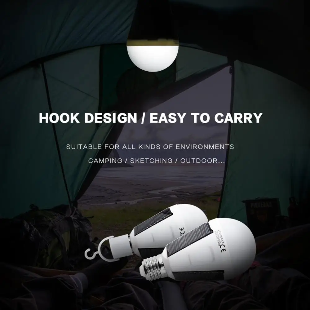 Светодиодная уличная лампа на солнечной батарее E27 перезаряжаемый фонарь для