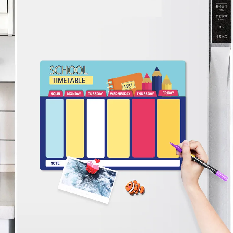 

Weekly Planner Monthly Calendar Schedule Magnetic Erasable Dry Erase Board for Wall Message Drawing Writing Fridge Magnet Board