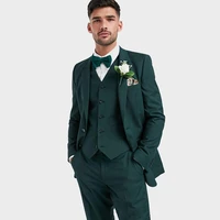 lastest dark green mens suit tuxedos groomsmen best man suits 3 pieces wedding party suits blazerpantsvest costume homme